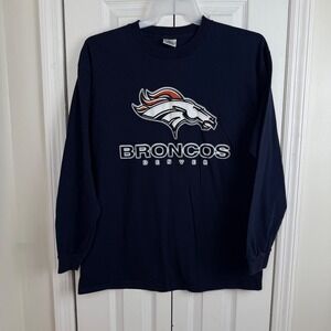 Denver Broncos Long Sleeve Shirt Mens XL NFL Delta Pro Weight Vintage Navy